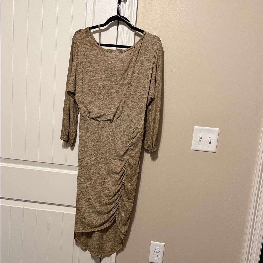 Free People Tan Long Sleeve Dress